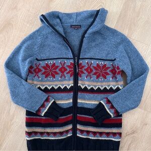 Women's/Junior Wool Fair Isle Nordic Scandi Zip Up Hoodie Sweater sz S